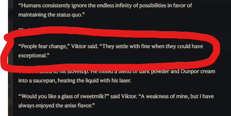 Necrit94's tweet photo. I agree it is sad to see the old Viktor go. He used to be my favorite lore character in this universe...
but I find the use of this quote in this scenario hilarious... https://t.co/5nrX4wysM0