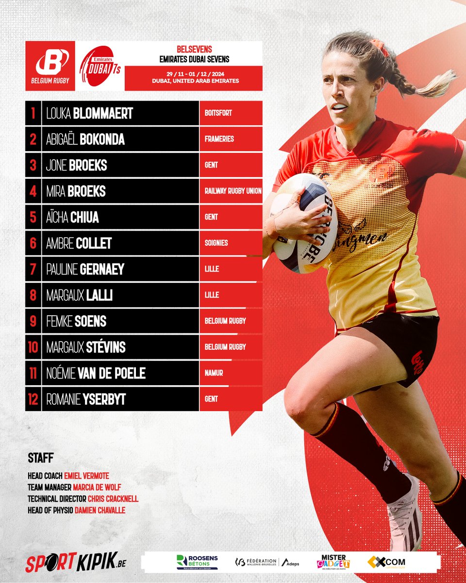 Les BelSevens retournent cette semaine au Dubaï 7’s. Pour la première fois depuis 2021, elles s’alignent dans le tournoi international féminin sur invitation avec un groupe sans surprise, dans la lignée des derniers stages et tournois ➡️ sportkipik.be/les-belsevens-…