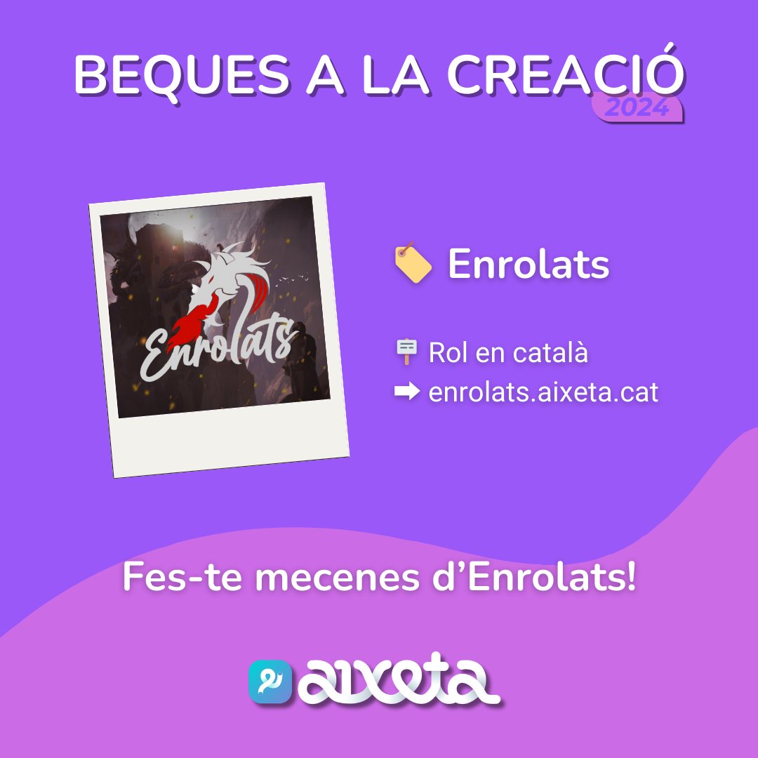 🏷️ Enrolats (<a href="/enrolats/">Isi - Enrolats</a>)
🪧 Rol en català
➡️ enrolats.aixeta.cat