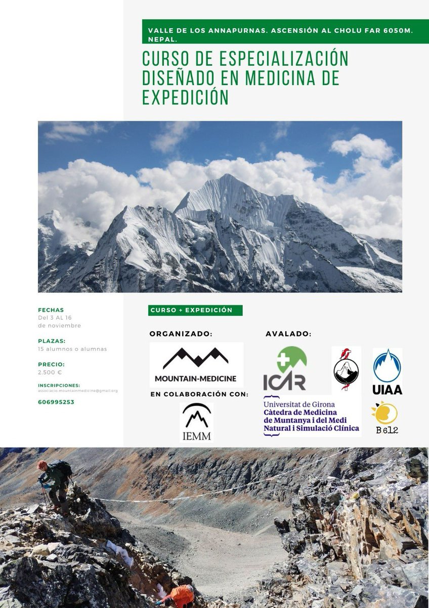 Iñigo (@inigosoteras) on Twitter photo MEDEX 2025
Curso de Especialización en Medicina de Expedicion UIAA-ISMM-ICAR.
Inscripciones abiertas
<a href="/Infomountainmed/">Mountain-medicine</a> MEDEX 2025
Curso de Especialización en Medicina de Expedicion UIAA-ISMM-ICAR.
Inscripciones abiertas
<a href="/Infomountainmed/">Mountain-medicine</a>