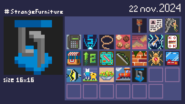 kaslipko's tweet photo. @Pixel_Dailies #pixel_dailies
#pixelart
#strangefurniture
#aseprite https://t.co/J5BH4Br7o3