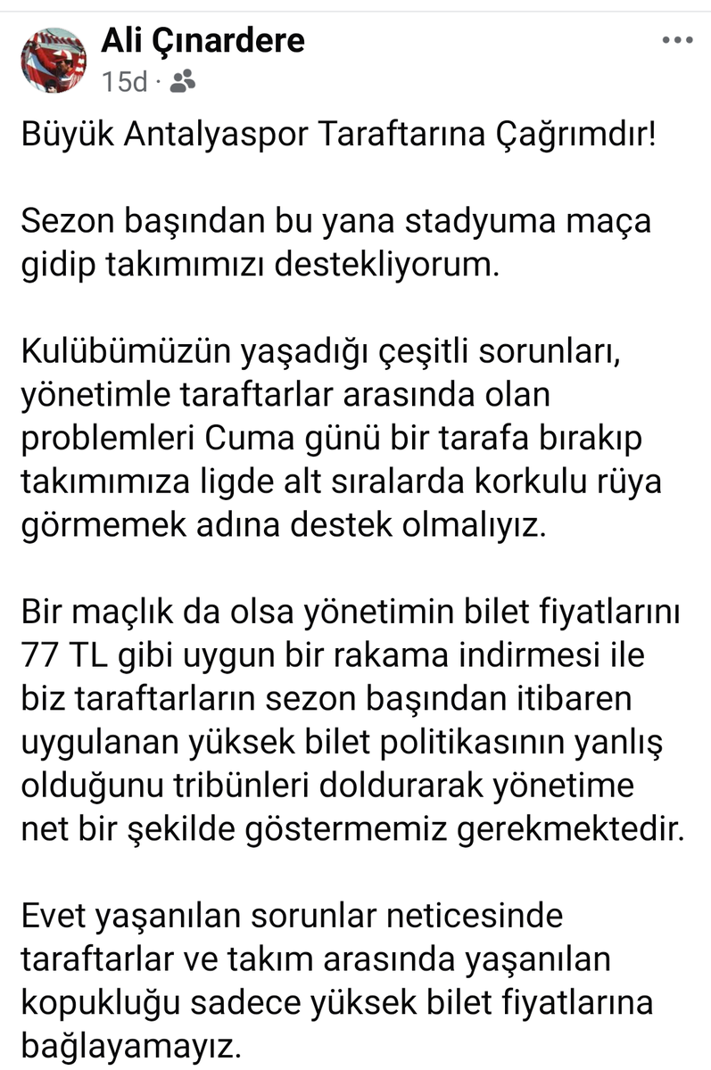 AmigoAliDayi's tweet photo. Büyük Antalyaspor Taraftarına Çağrımdır! https://t.co/v66dhqssgk