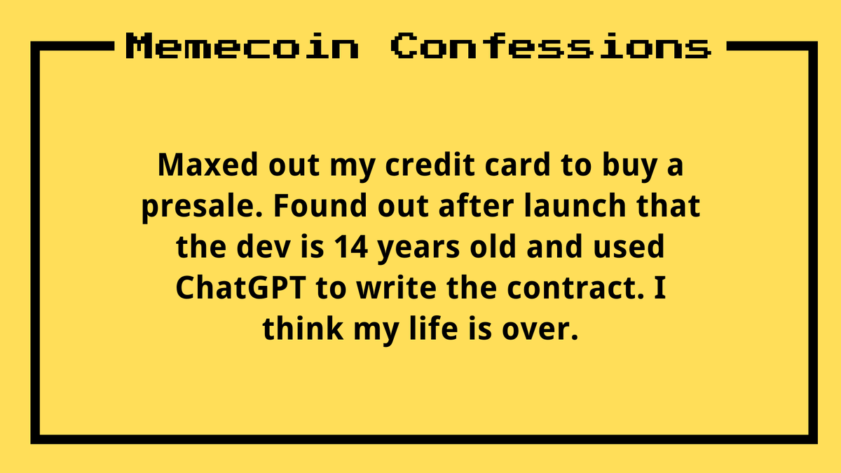 Memecoin Confessions tweet media