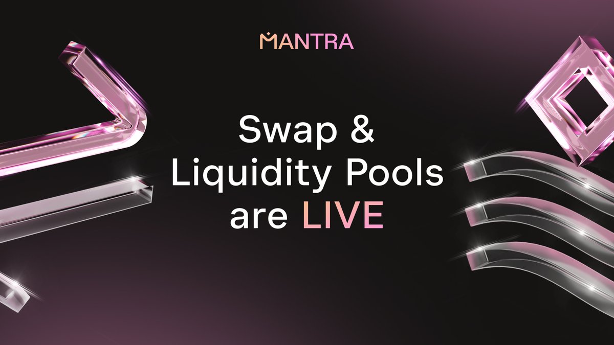 We are thrilled to announce some new features on MANTRA Zone:

✅Swap - Trade your tokens seamlessly
✅Liquidity Pools - Deposit tokens to boost ecosystem liquidity

To begin building a solid base for Real-World Asset (RWA) liquidity on the MANTRA Chain, we are opening