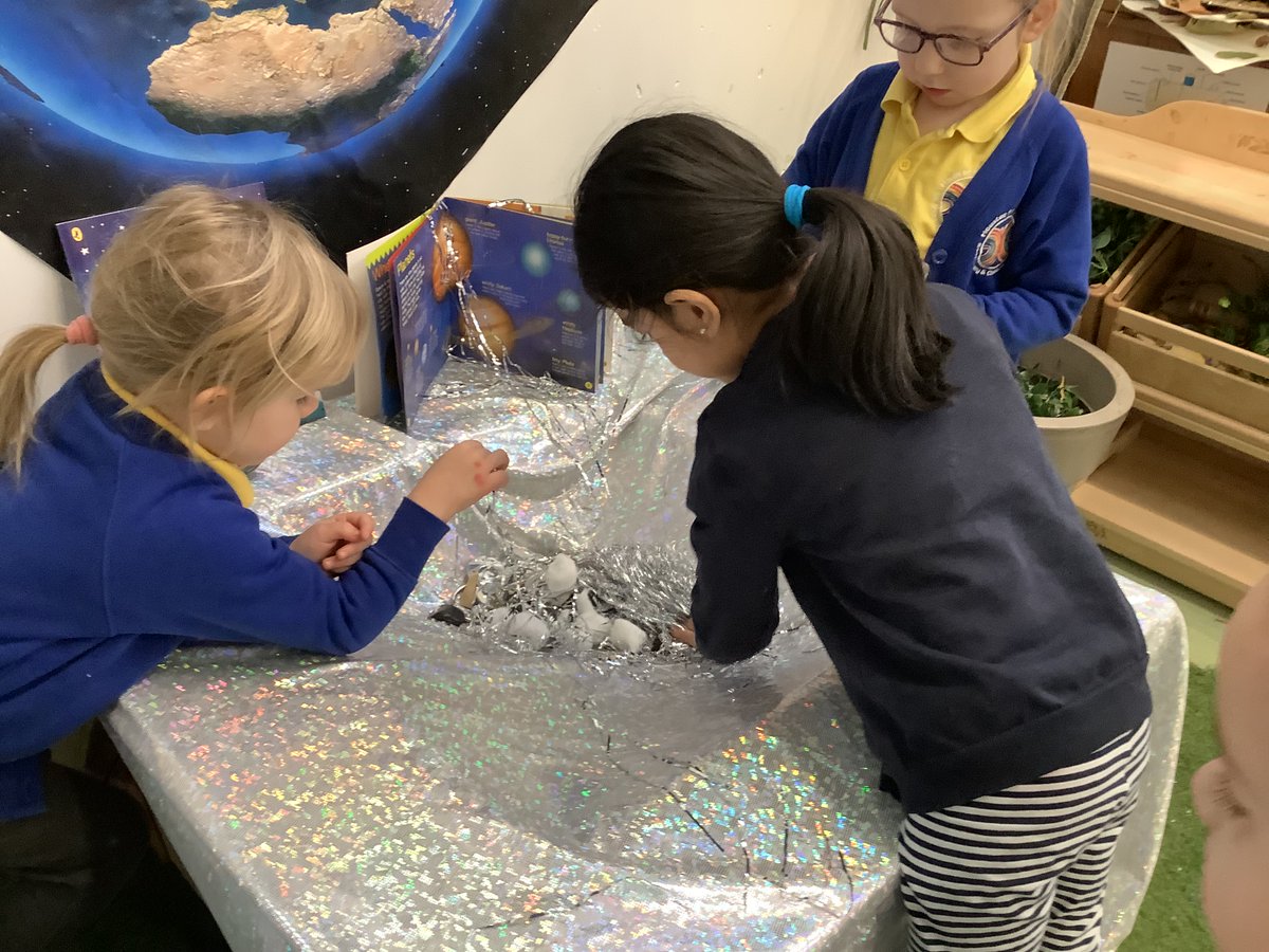 ElccHouston's tweet photo. This morning the children in small world area continued their curiosity  about space . With Mrs Pollock the children explored size,  counting to 10 and different planets. https://t.co/E6YRmlTNwO