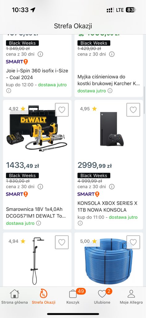 BczakKu's tweet photo. @Allegro_Group przepiękna strefa okazji na allegro! Xbox series X przeciwne z 4999zl na 2999,99 zl. Ostatnia cena sprzed 30 dni prawie 5k. Co z tego, że ceny konsoli od premiery utrzymują się w zakresie 2500 zł i niżej. #blackweek #BlackFriday. Wnioski należą do konsument. https://t.co/xsPu6PS1I6