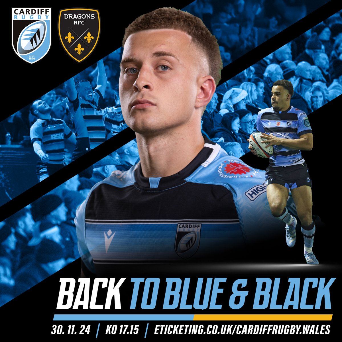 𝘽𝙖𝙘𝙠 𝙩𝙤 𝘽𝙡𝙪𝙚 &amp; 𝘽𝙡𝙖𝙘𝙠.

Get behind your Blue &amp; Blacks and back to CAP this Saturday.

Tickets are selling fast - do not miss out!

🎟️ eticketing.co.uk/cardiffrugby

📞 029 20 302030