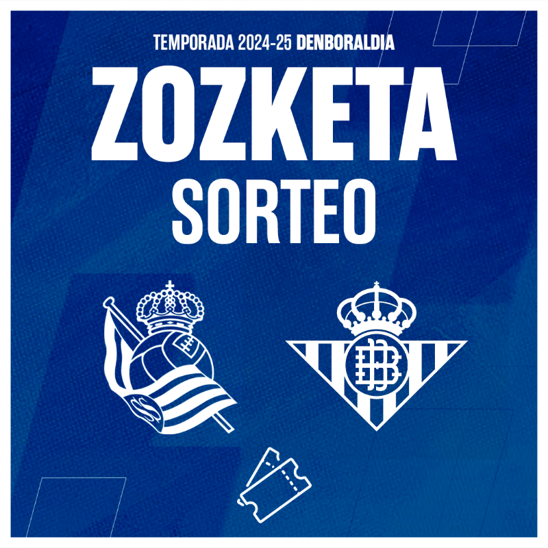 RealSociedad's tweet photo. 💥 𝗦𝗢𝗥𝗧𝗘𝗢 💥

¡Sorteamos DOS ENTRADAS para el partido ante el Real Betis (1 de diciembre, 21:00) entre todos los que hagáis RT a este tuit!

#RealSociedadRealBetis