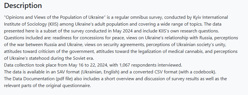 The Kyiv International Institute of Sociology (KIIS) is a leading pollster in #Ukraine. The data of their new omnibus survey provides an insight into the public opinion on issues such as #concessions, #security, #unity and is now available on Discuss Data: discuss-data.net/dataset/4c7167…