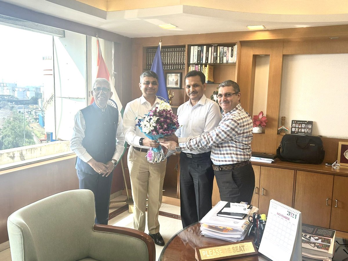 CFSAI MC team extends warm welcome to Shri Vimal Kumar Srivastava , IRS, Chief commissioner , JN Customs House 
CFSAI team met the new CC Vimal Srivastava Ji on 19th Nov and apprised him on the role of CFSs in JN Port  as key logistics Infrastructure providers.
<a href="/cbic_india/">CBIC</a>