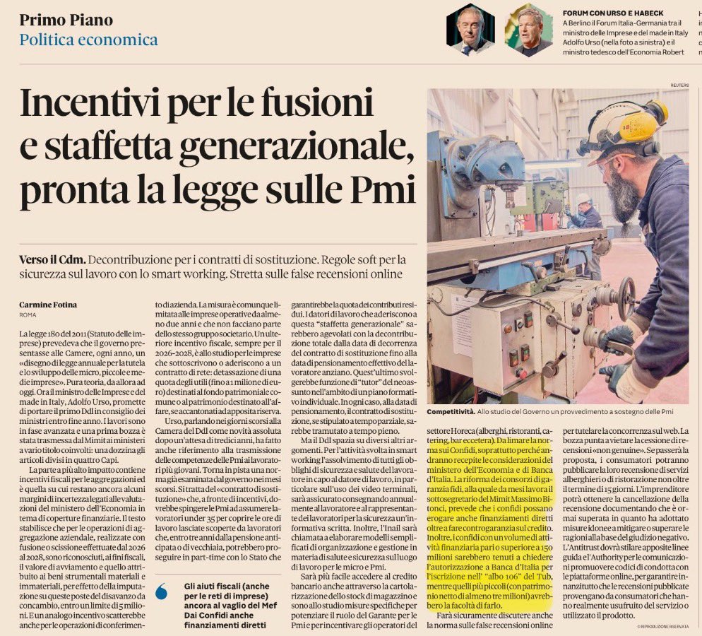 massimobitonci's tweet image. Nella #LeggeAnnualePmi affronteremo anche la riforma delle Garanzie del sistema dei Consorzi Fidi #Confidi! 
Una riforma attesa da anni su cui sto lavorando da mesi.
@mimit_gov @MEF_GOV @bancaditalia
