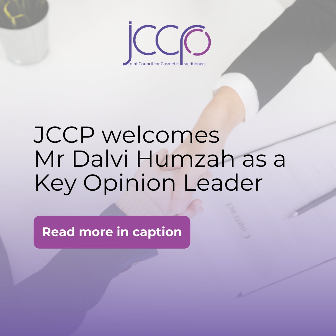 The JCCP names Mr Dalvi Humzah as a Key Opinion Leader. His expertise will play a vital role in advancing professional standards and safeguarding patients in aesthetics. More details//bit.ly/4g0W24H 

#AestheticsStandards #JCCP