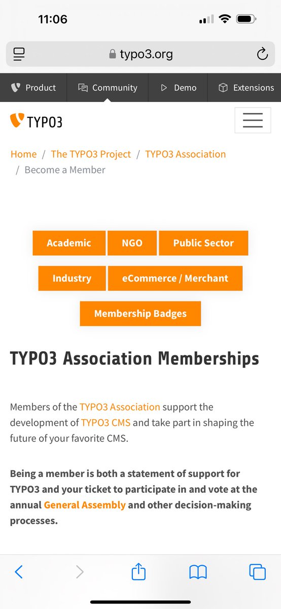 The new memberships for the  #TYPO3 Association are now available for: NGO, Public Sector, Industry and eCommerce/Merchant typo3.org/project/associ… Got questions? Ping me.