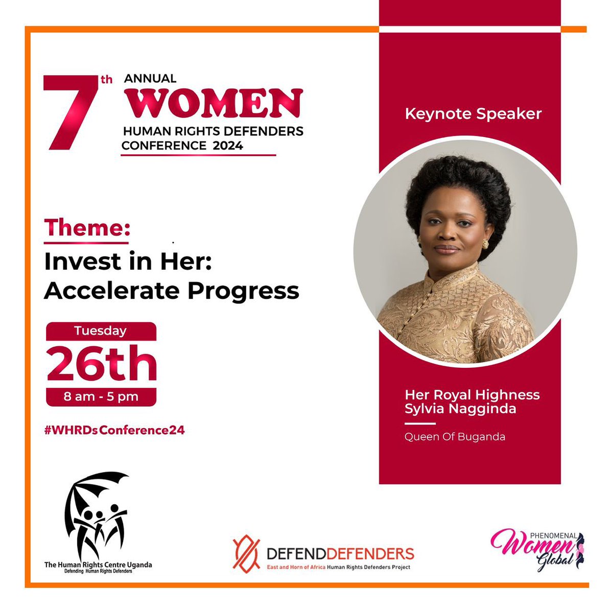 MbonimpaBarbrah's tweet photo. Join us live for the 7th Annual Women Human Rights Defenders Conference 2024 !
https://t.co/SQdtrqKsod
#WHRDsConference24
@HRCUG @pwomenuganda @DefendDefenders https://t.co/lczKIErEdq