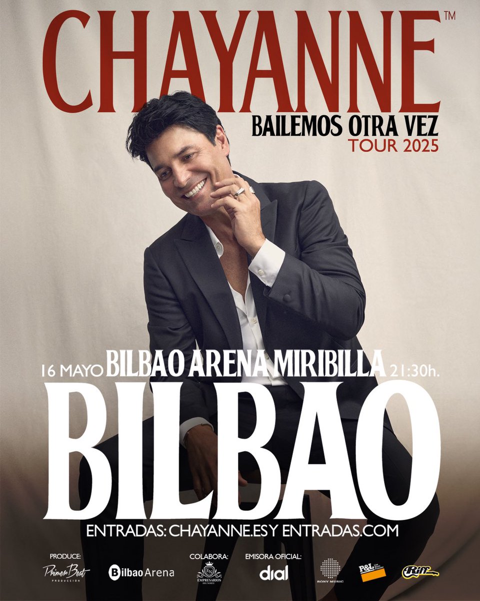 🌟 ¡CHAYANNE vuelve a España y hará vibrar el Bilbao Arena!

📆 16 de mayo de 2025

🎶 Prepárate para una noche inolvidable con sus grandes éxitos y su hit “Bailemos Bachata”

🎟️ Venta general: 27 de noviembre, 12:00 h. en entradas.com

#Chayanne #BailemosOtraVezTour