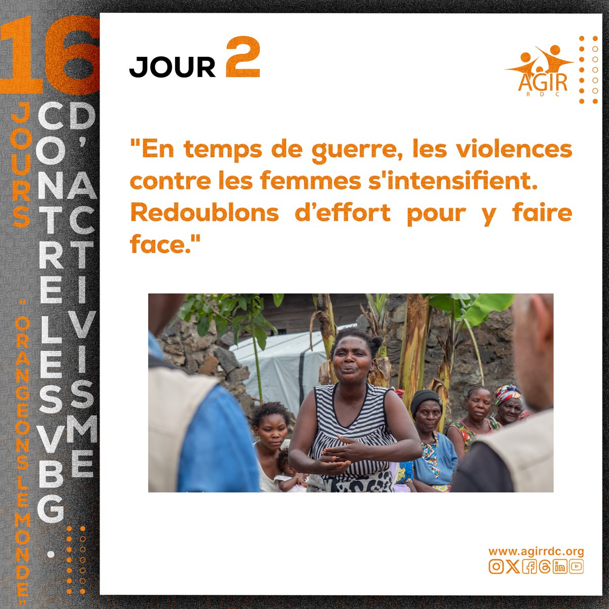 🚨 En temps de guerre, les violences contre les femmes s’intensifient.
Ne fermons pas les yeux : unissons nos efforts pour les protéger et dire STOP aux violences basées sur le genre.
#StopVBG #16joursdactivisme  #ProtectionDesFemmes