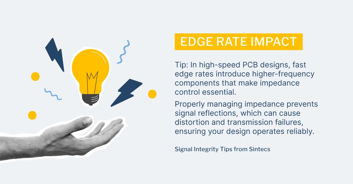 Sintecsbv's tweet image. Fast edge rates introduce high-frequency challenges, making impedance control essential. Proper management prevents reflections and ensures reliable signal transmission.

#PCBDesign #SignalIntegrity #HighSpeedDesign #ElectronicsEngineering #Sintecs