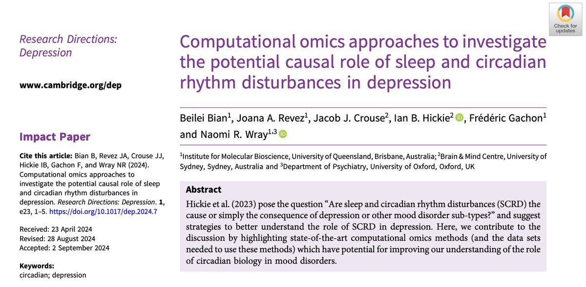 CUP_RDirections's tweet photo. Results published in #RDDepression:

Computational omics approaches to investigate the potential causal role of sleep and circadian rhythm disturbances in depression

➡️ https://t.co/RuWZjRZ8VE

#circadian #depression @jarevez @JacobJCrouse @ian_hickie @WrayNaomi https://t.co/VXmhSdLtN1