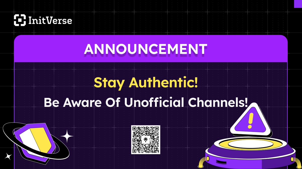 Official Channels Only: Stay Safe!                                                        We’ve recently noticed unofficial accounts and channels pretending to represent Initverse. 🚨
Here’s a reminder: We NEVER engage in direct marketing. Our ONLY platforms are X, Discord,