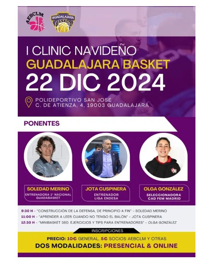 CLINIC NAVIDEÑO de <a href="/GuadaBasket/">Guadalajara Basket</a> 

22 de Diciembre 

Toda la información en nuestra web.

¡Descuento para nuestros socios!