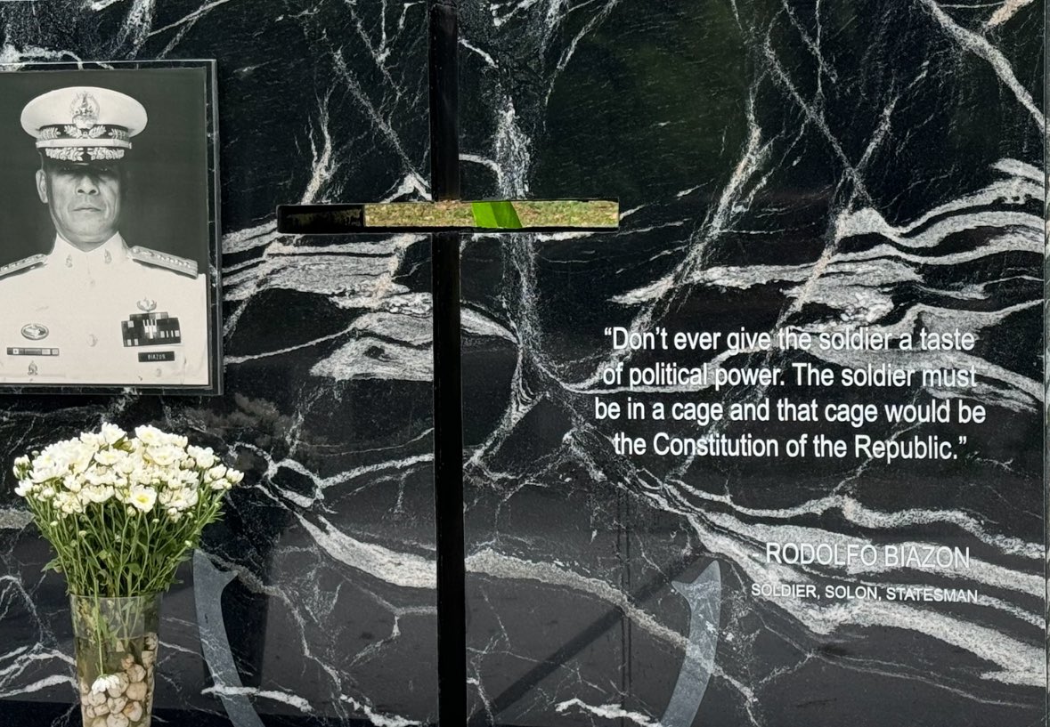 ruffybiazon's tweet photo. "Don't ever give the soldier a taste of political power. The soldier must be in a cage and that cage would be the Constitution of the Republic." 

- Rodolfo G. Biazon
Soldier, Solon, Statesman https://t.co/KFNgbyEGuI