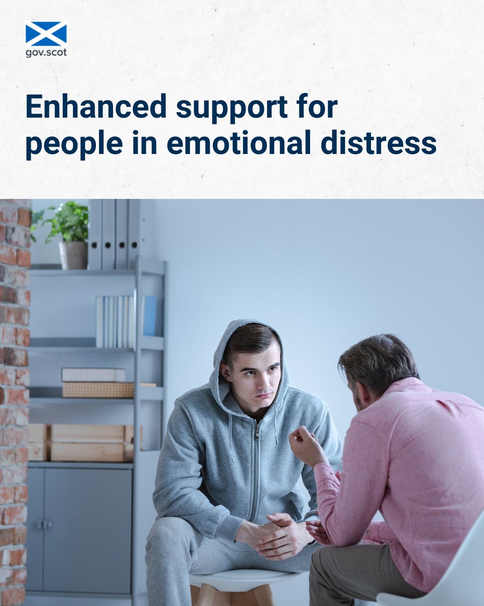 A mental health support programme described as “world leading” has been rolled out across Scotland. 

The Distress Brief Intervention (DBI) service provides support to people who present to emergency or primary care settings in a distressed state.

➡️ gov.scot/news/enhanced-…