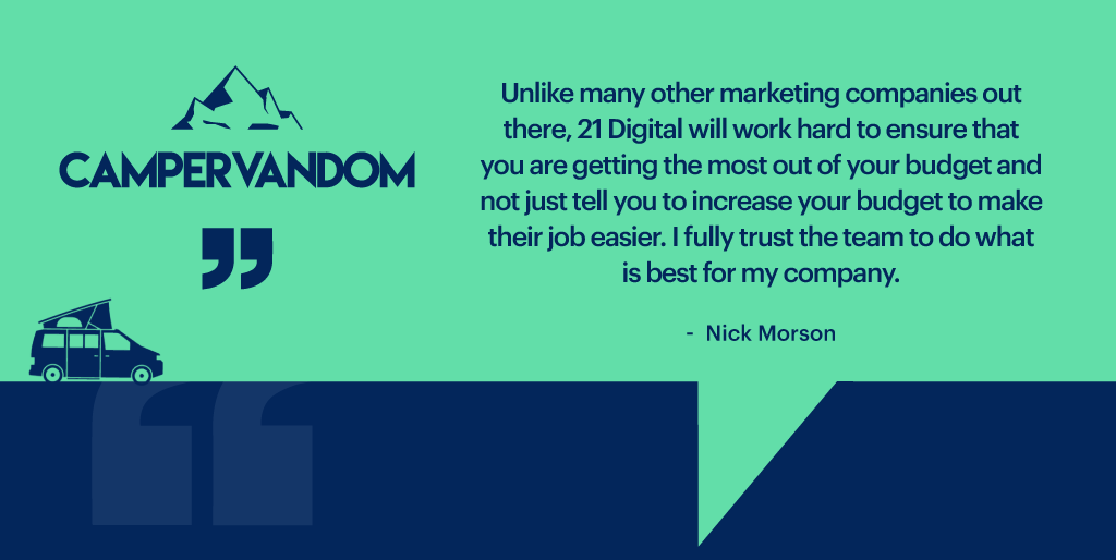 21Digital_Ltd's tweet photo. We love hearing from our clients! This wonderful bit of feedback comes from Nick at Campervandom 🚐

There's nothing more rewarding than seeing the work we do make a real difference for our clients! 📈

Your success is our success 💪

 #LancashireAgency #ClientFeedback #TeamWin https://t.co/EfgPNLCtY3