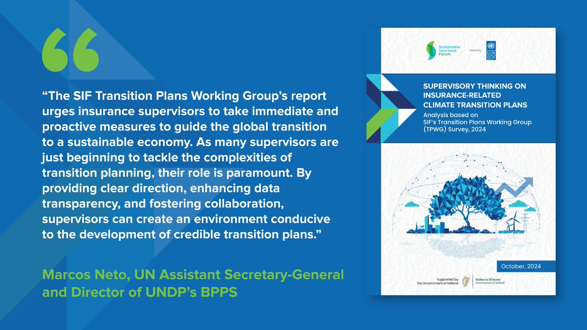 📣 Now available! #SIF just released a report titled 'Supervisory Thinking on Insurance-related Climate Transition Plans', offering valuable insights into the current supervisory landscape regarding #TransitionPlans.
📘 Read the report: sustainableinsuranceforum.org/wp-content/upl…