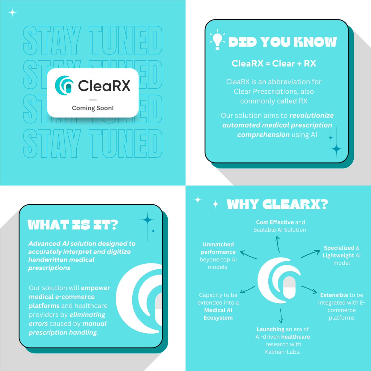 KalmanLabs's tweet photo. 🚀 CleaRX: AI-Powered Prescription Transcription
Manual transcription is slow, error-prone, &amp; costly. CleaRX tackles this with :-
✅ High accuracy
✅ Cost-effective
✅ Built for healthcare, not generic use
Transforming healthcare, one script at a time! 🩺
#CleaRX #AI #startup https://t.co/0hfl5sCITg