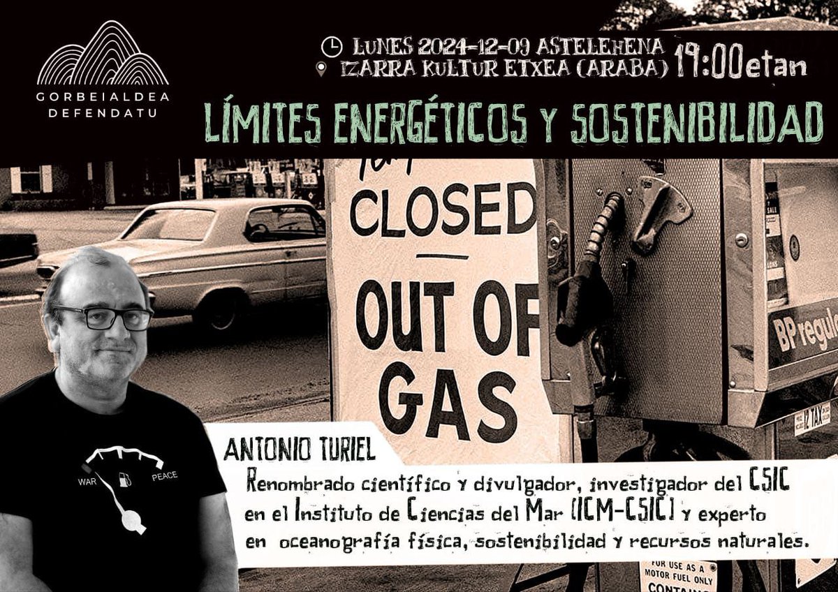 Alvaro Campos (@alvaro_j_campos) on Twitter photo En dos semanas, tendremos a <a href="/amturiel/">Antonio Turiel</a> en Izarra para hablar de límites energéticos y sostenibilidad. Acércate y ayúdanos a difundir!
Enlace para apuntarse: docs.google.com/forms/d/e/1FAI… En dos semanas, tendremos a <a href="/amturiel/">Antonio Turiel</a> en Izarra para hablar de límites energéticos y sostenibilidad. Acércate y ayúdanos a difundir!
Enlace para apuntarse: docs.google.com/forms/d/e/1FAI…