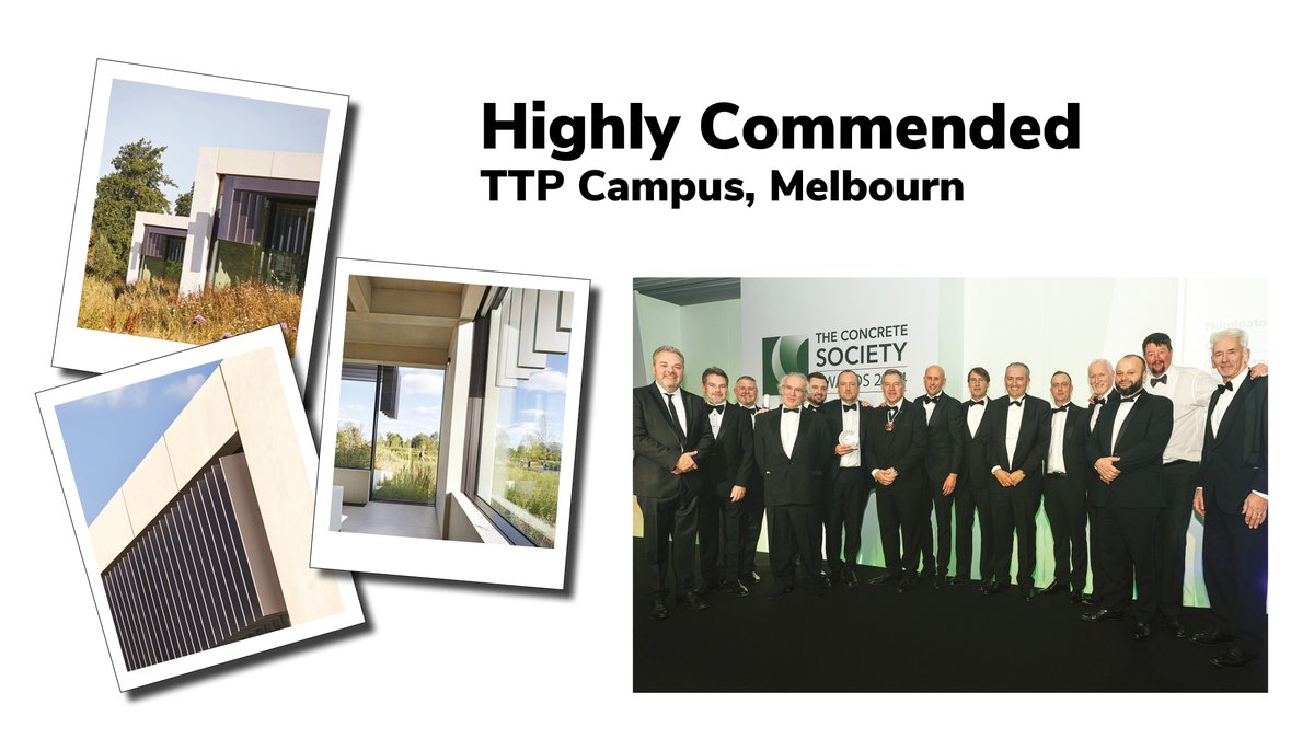 ukConcrete's tweet photo. The fifth and final Highly Commended project at this year’s Concrete Society Awards proudly showcases @ttp_plc , Melbourn. Congratulations to nominees @SheppardRobson , client @ttp_plc &amp; contractors shown below:
 
#SDC Builders Ltd
#Whelan &amp; Grant
@AECOM 
@AKT_II https://t.co/RtKtTaAGEm