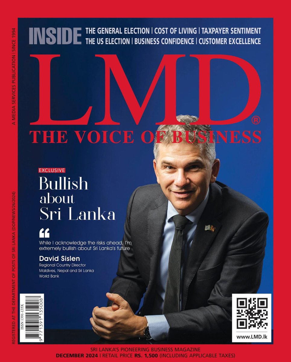 David Sislen (@worldbanknepal) on Twitter photo Very proud to speak with one of #SriLanka's leading business magazines <a href="/lmd_lk/">Media Services</a>, representing <a href="/WorldBank/">World Bank</a>. While there are challenges ahead, I'm extremely excited about Sri Lanka's future and continuing to support 🇱🇰 and its people in achieving their goals: wrld.bg/tYuQ50UfwIB Very proud to speak with one of #SriLanka's leading business magazines <a href="/lmd_lk/">Media Services</a>, representing <a href="/WorldBank/">World Bank</a>. While there are challenges ahead, I'm extremely excited about Sri Lanka's future and continuing to support 🇱🇰 and its people in achieving their goals: wrld.bg/tYuQ50UfwIB