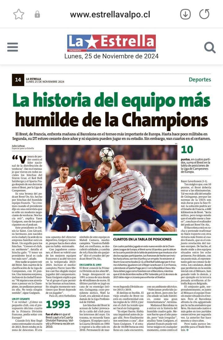 Bientôt la création du compte Stade Brestois Chili. 🇨🇱