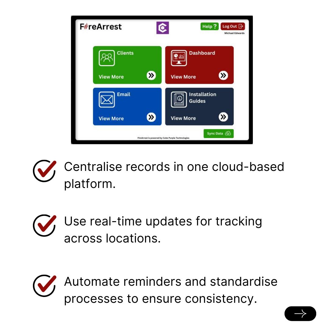 ArrestFire's tweet photo. Large businesses often struggle with keeping fire safety consistent .
☁️ With FireArrest’s cloud-based system, you can track fire safety efforts across all sites in real time. 
📞 Ready to take control of multi-site fire safety? Message us to see how FireArrest can help. https://t.co/q1sTYopho2