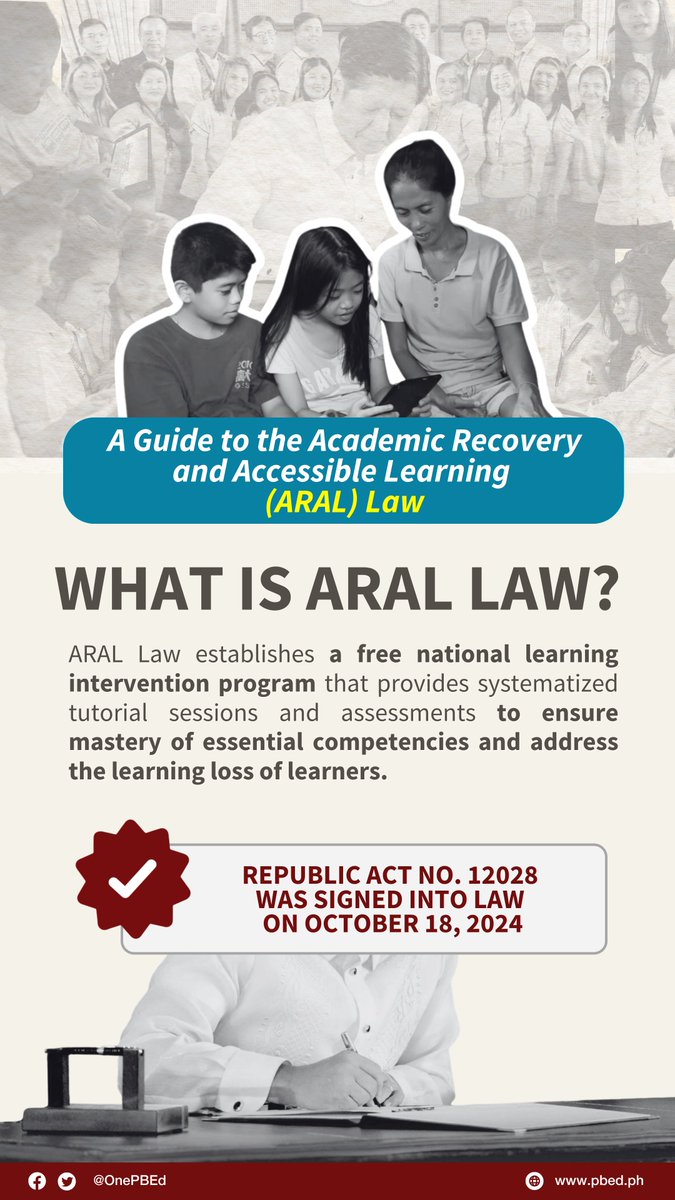 OnePBEd's tweet image. November 27 is National Reading Day! 📖

We look forward to the ARAL Program’s implementation to help learners strengthen their reading and essential skills for success in school and life.

#NationalReadingMonth2024