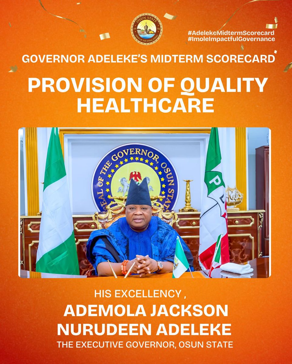 MichaelOyewole_'s tweet photo. GOVERNOR ADELEKE’S MIDTERM SCORECARD 

PROVISION OF QUALITY HEALTHCARE 

- Regular distribution of drugs to the primary healthcare centres in Osun State.

- Completion and Equipping of abandoned OHIS headquarters in Abeere 

#AdelekeMidtermScorecard
#ImoleImpactfulGovernance https://t.co/IGq0p4j5bt