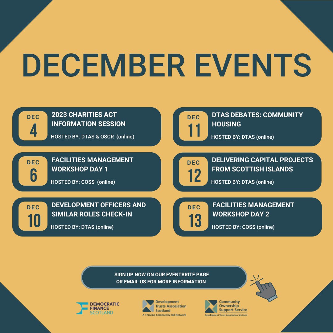 Here are our December events. Find out more information and book on using our Eventbrite page.

eventbrite.co.uk/o/development-…