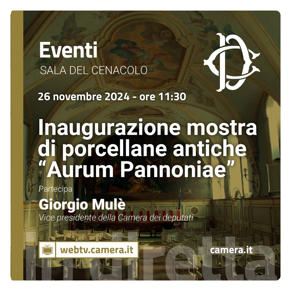 Inaugurazione della mostra di porcellane antiche "Aurum Pannoniae". Interverranno il Vicepresidente della Camera dei deputati, <a href="/giorgiomule/">Giorgio Mulè</a>

Segue 👇

Guarda la diretta: bit.ly/Evento261124_ #OpenCamera