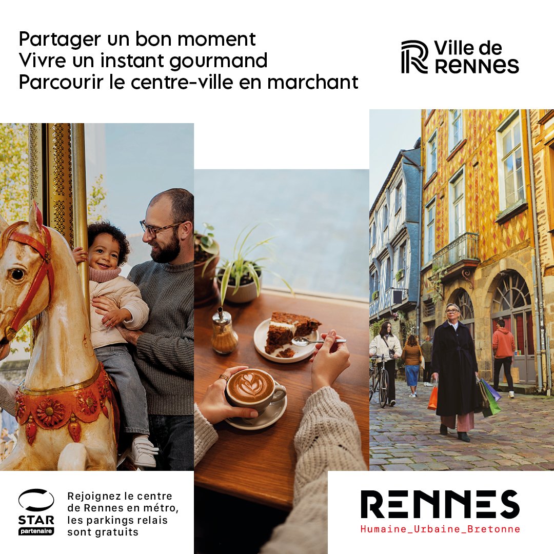 metropolerennes's tweet photo. Envie d’un chocolat chaud, d’une séance shopping ou de profiter d’une belle balade ? ☕🎡💗Venez flâner dans le centre ville de #Rennes, où chaque coin révèle des trésors cachés✨

👉Dimanches 15 &amp; 22 décembre, les transports seront gratuits https://t.co/VZVRvnjOvj