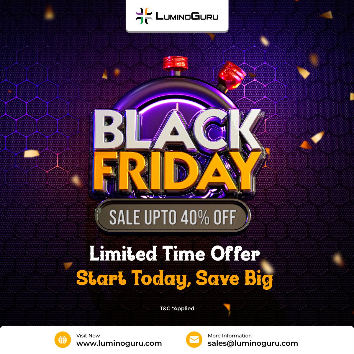 🚨 Black Friday Deal! 🚨
Up to 40% OFF on all Digital Transformation &amp; IT Services!
✅ App Development
✅ Custom Software Solutions
✅ AI Integration
⚡️ Transform your business today &amp; save big! Limited time only!
#BlackFriday #LuminoGuru  #AppDevelopment #BusinessGrowth