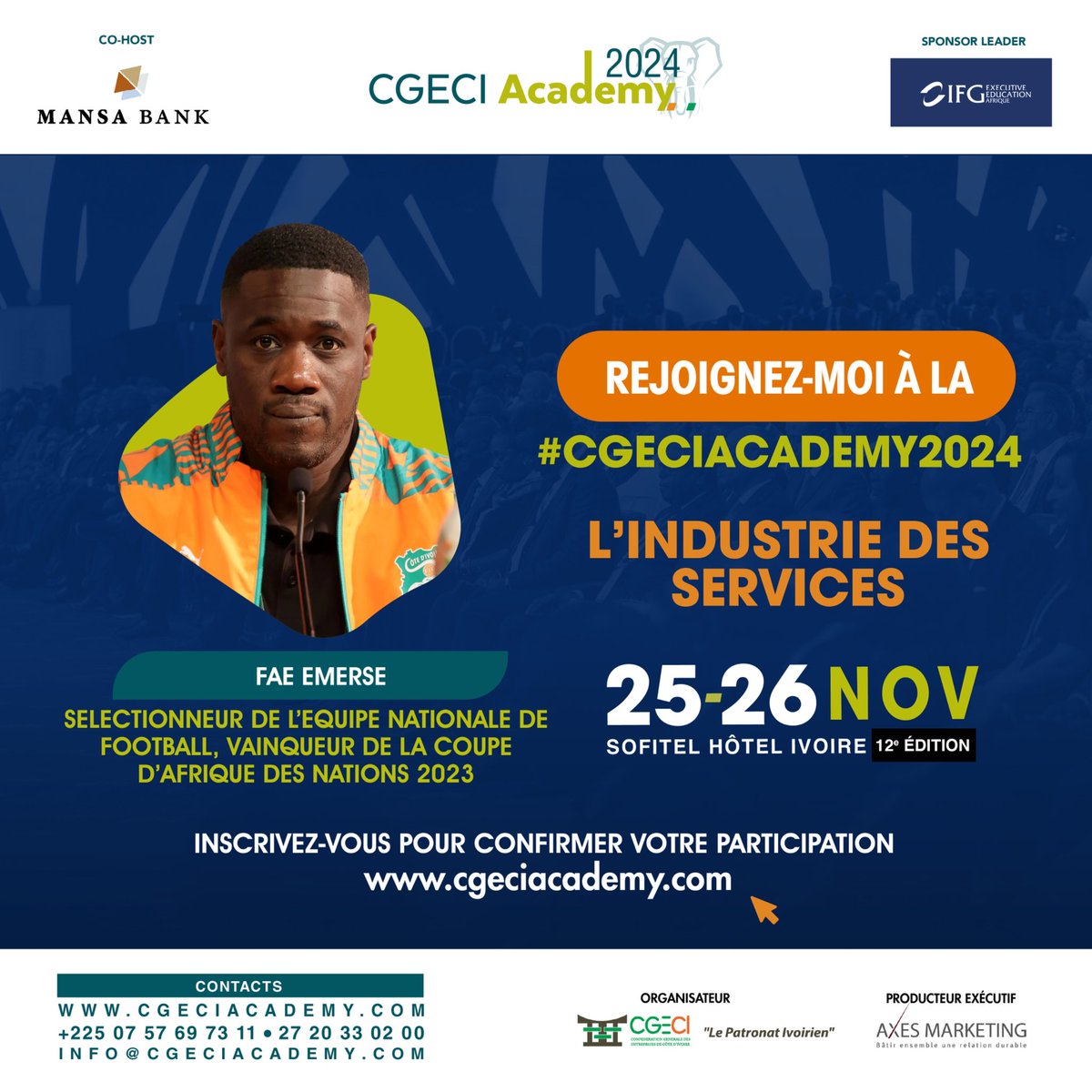 Cérémonie de Clôture #CGECIAcademy2024
Temps d’Inspiration avec :
🏅 Cheick Cissé, champion olympique
⚡ Muriel Ahouré, sprinteuse de renom
🙏🏾 Oumar Koné, leader exemplaire
⚽ Guy Demel &amp; Emerse Faé, icônes du football

#Inspiration #Sport #CAN2023 #ClôtureMagistrale