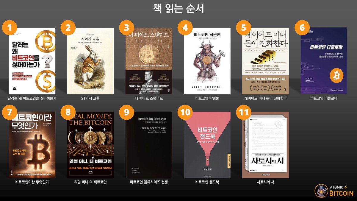 📚비트코인 책(입문부터 지금까지)

비트코인 책 읽는 순서입니다. 
(몇 개의 책이 더 업데이트 되었습니다. )
책의 상세한 내용은 아래 내용을 참고하시면 됩니다. 

비트코인은 책을 읽는것에서 시작하여 읽는것으로 진행됩니다.