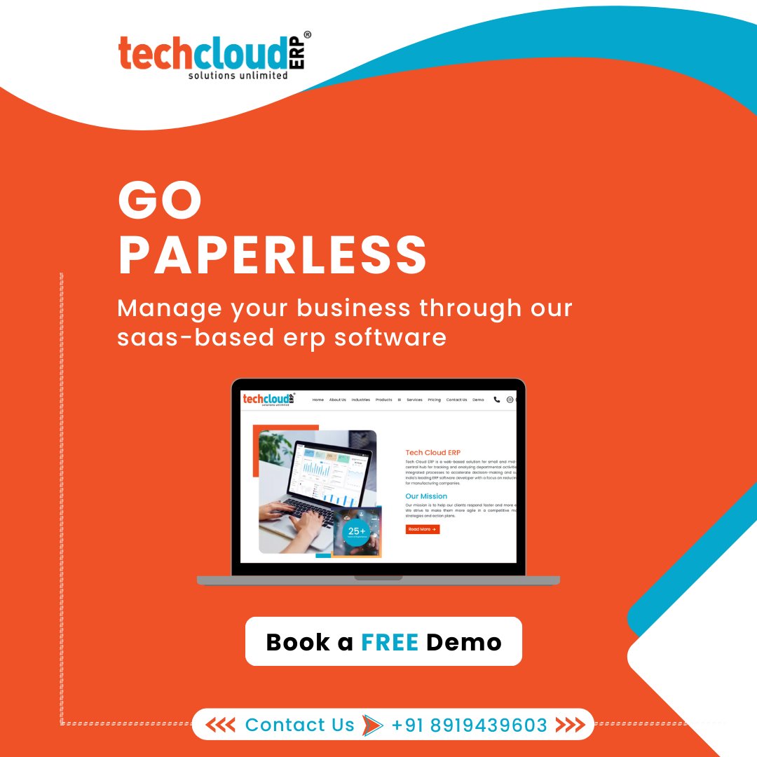 TechCloudERP's tweet image. Go paperless with our SaaS-based ERP software!

#techclouderp  #india #GoPaperless #SaaS #CloudBasedERP #SmartBusiness #Innovation #xpost #viralpost #latestpost #hyderabad #OptimizeYourBusiness #SustainableBusiness #TechForBusiness #PaperlessOffice #ModernBusiness