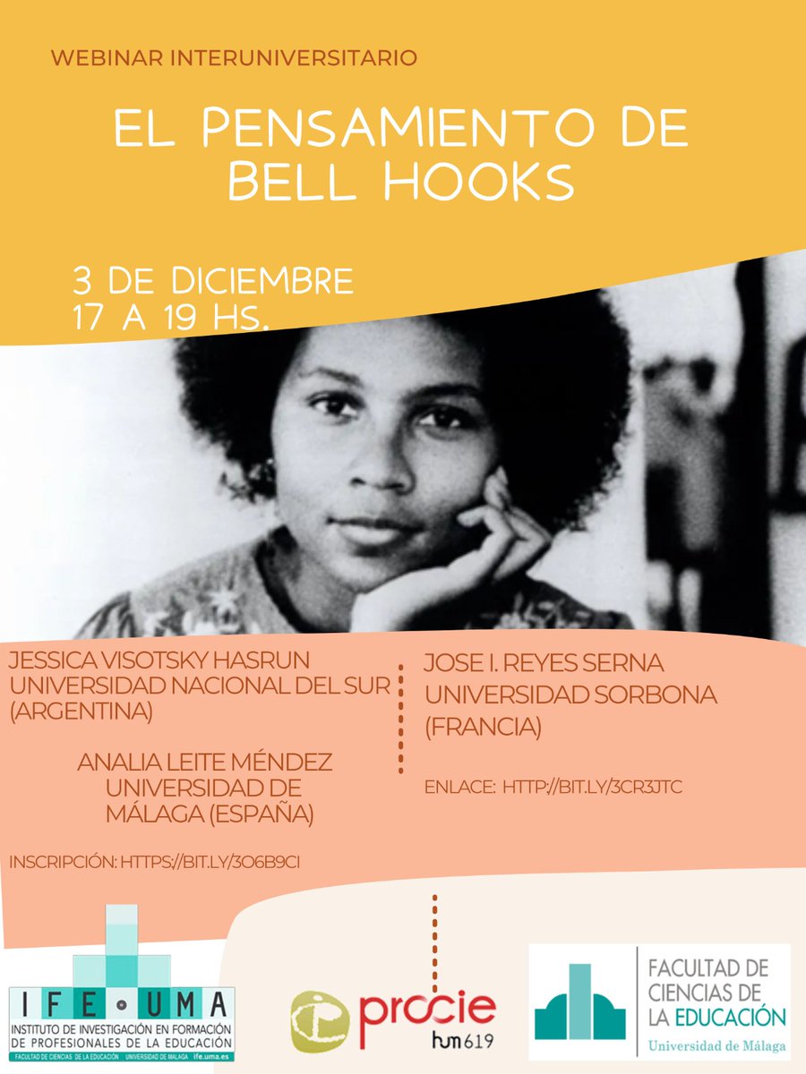 No te pierdas "El pensamiento de Bell Books" que también retransmitimos online.

ℹ️Actividad validada por vicerrectorado de igualdad y que se incorporara al catálogo de iniciativas del suplemento europeo al título en igualdad.