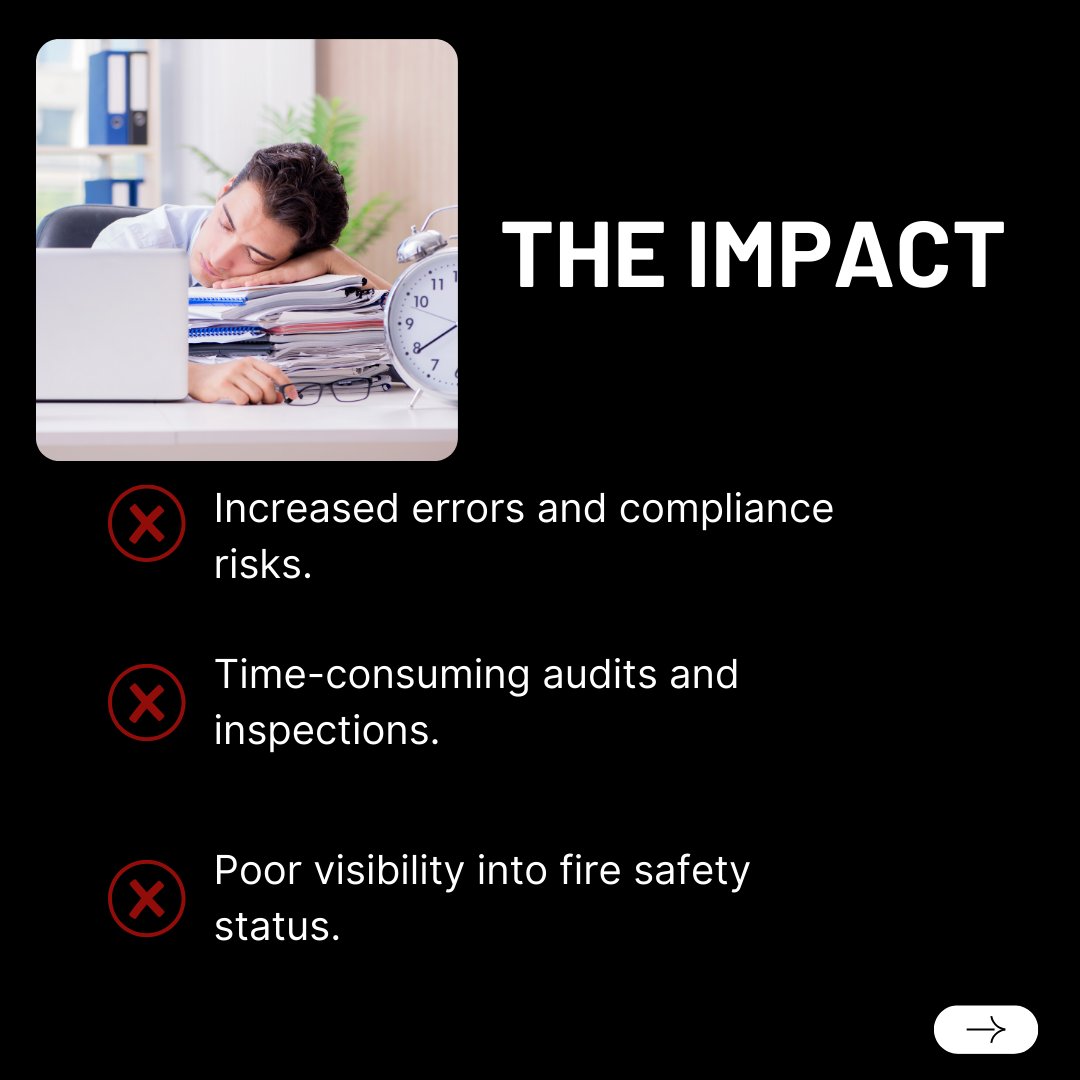 ArrestFire's tweet photo. Paper-based systems are prone to errors, time-consuming, and often leave you unprepared for audits. When a process is slow and inefficient, it’s not just frustrating—it’s risky. #DigitalFireSafety  #ComplianceMadeEasy  #TimeForChange https://t.co/8FZbS3W13i