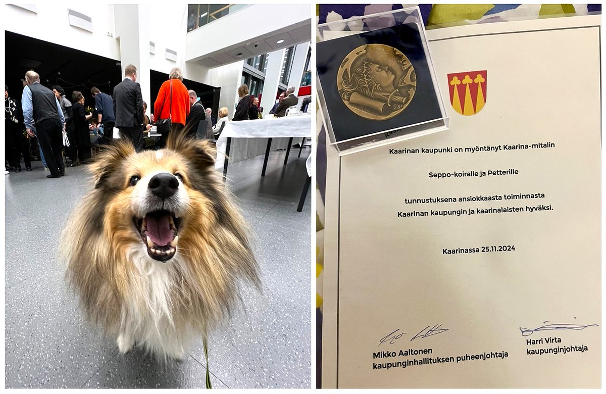 Louhoksen Senior Community Cheese Manager Seppo (ja kollegaiskä Petteri) palkittiin Kaarina-mitalilla maanantai-iltana Kaarina-talossa pidetyssä juhlatilaisuudessa.

Seppo kävi pokkaamassa palkinnon ja hakemassa rapsutuksia. Hyvä, Sepi! 🏅🐾

UUTINEN: louhosdigital.fi/blogi/louhokse…