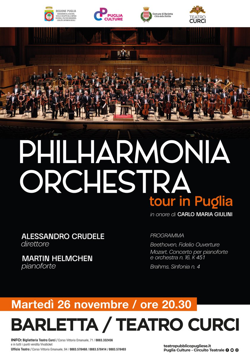 Alessandro Crudele (@crudeleconducts) on Twitter photo Tonight in Barletta with the <a href="/philharmonia/">Philharmonia Orchestra</a> for a concert in honor of Carlo Maria Giulini
<a href="/RegionePuglia/">RegionePuglia</a> Tonight in Barletta with the <a href="/philharmonia/">Philharmonia Orchestra</a> for a concert in honor of Carlo Maria Giulini
<a href="/RegionePuglia/">RegionePuglia</a>