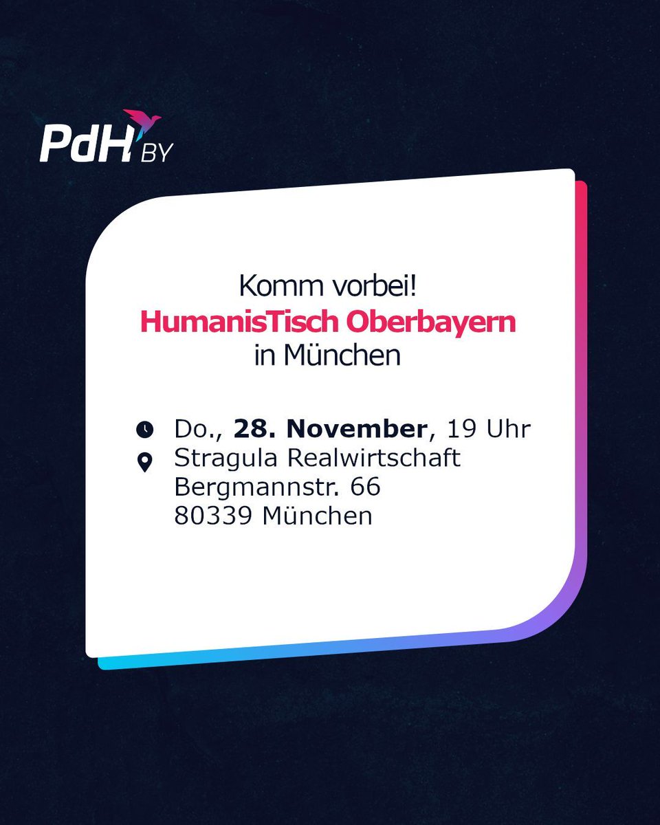 Hey #München 😍  
Ihr wollt wissen wer für uns zur #BTW25 antritt.
Dann kommt zu unserem #HumanisTisch und lernt unsere Kandidatengleich persönlich kennen.
Wir freuen uns auf euch!

#PdH #NeuerPolitikstil #Fakten #Freiheit #Fortschritt