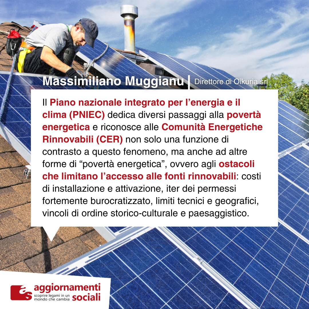 🔋Quale può essere il ruolo delle comunità energetiche rinnovabili (#CER) nella transizione energetica del Paese?

👉Leggi il contributo di <a href="/maxmuggianu/">MassimilianoMuggianu</a>, Direttore <a href="/oikuria/">Oikuria srl</a>, per i Dialoghi del mese: aggiornamentisociali.it/articoli/verso…