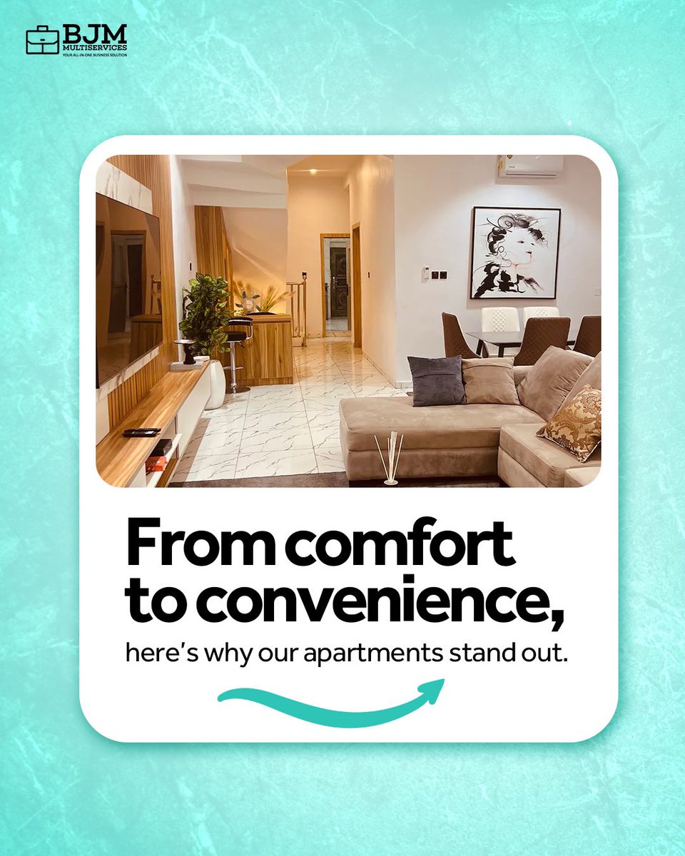 Bjmmultiservice's tweet photo. Enjoy comfort & luxury with BJM Homes 🤩
Book Now! Secure your perfect getaway with us.‼️
Tap the link in bio to make bookings on WhatsApp.
#Bjmmultiservices #ShortletsApartments #ShortletsinLekki #LuxuryApartments #Airbnb #LekkiApartments https://t.co/kZAPxIJWww